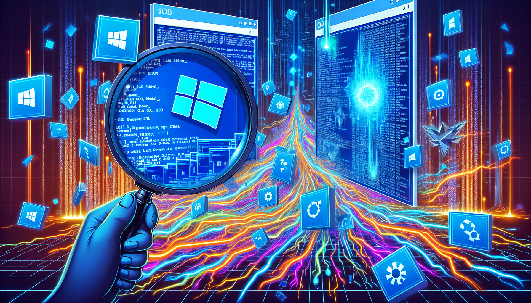 Illustration of analyzing crash dump files and system logs